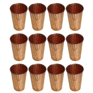Vajilla de vaso de cobre martillado de diseñador 300 ml beneficio ayurvédico para la salud - Imagen 1 de 3