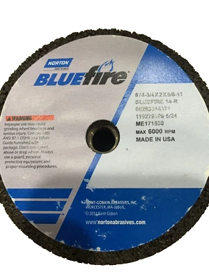 2 muelas abrasivas Norton Blue Fire Flaring Cup 6"/4 3/4" x 2" x 5/8"-11 Foto 1 de 4