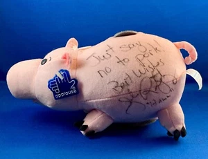 JOHN RATZENBERGER Signed Inscribed HAMM Toy Story Applause Plush NWT Say No Pork - Picture 1 of 7