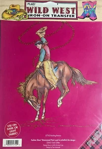 Vintage kariert Wild West Bucking Bronco 57742 Aufbügeln Transfer 1993 Made in USA - Bild 1 von 2