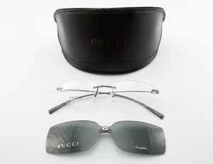 GUCCI Brille GG 1785 NC8 Polarized Square mit Sun Clip Randlos Brillenetui - Picture 1 of 12