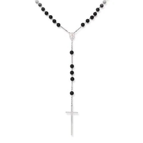 Collana Rosario Classico Amen in Argento e Onice nera CROBON60 - Immagine 1 di 2