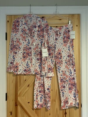 Conjunto de 2 piezas de pijama de mujer Jockey flores florales parte superior inferior súper suave L Foto 1 de 4