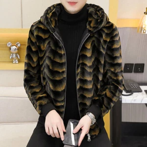 Winter New Men's Mink Fur Coats Cotton Thickened Hooded Fur Woolen Jacket Warm - Picture 1 of 18