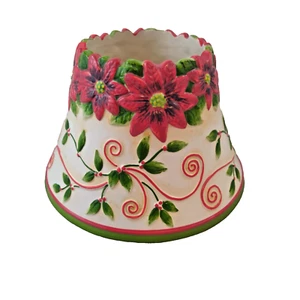 Vintage Kate McRostie Ceramica Natale Floreale Poinsettia Barattolo Paralume Candela Coperchio - Foto 1 di 15