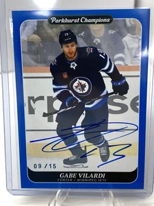 2023-24 PARKHURST CHAMPIONS BLUE AUTO GABE VILARDI 9/15 SP! Winnipeg Jets - Picture 1 of 5