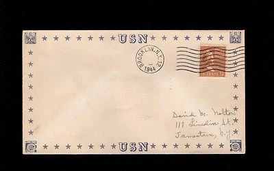 WWII Patriotic Blue USN Printed Matter 1944 Brooklyn NY Prexy Prexie Cover 2o - Image 1 of 2
