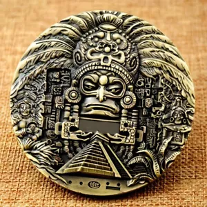 MEXIKO 3D MEDAILLON MAYA PROPHEZEIUNG, KALENDERPYRAMIDE, GEDENKMEDAILLE (MASCARON - Bild 1 von 3
