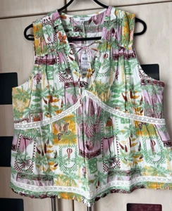 Next Print Embroidered Sleeveless Cotton Summer Top Size 20. NWT - Picture 1 of 6