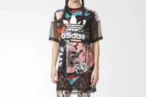 Adidas MEDIUM Floral Palm Fronds Soccer Tee Jersey Shirt Dress - Picture 1 of 8