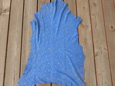 Lambskin leather Suede hide Metallic Gold  & Silver Speckled Print on Royal Blue - Image 1 of 4