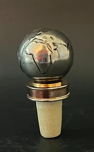 Globe Wine Stopper Stainless Steel in the Form of the World 3" - Picture 1 of 6
