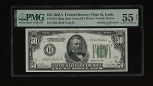 DBR 1928-A $50 DGS FRN St. Louis Fr. 2101-Hdgs PMG 55 EPQ Serial H00448444A - Picture 1 of 2