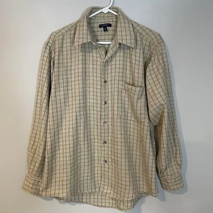 Burberry London Men’s Cashmere Blend Long Sleeve Shirt Medium Plaid Tan Brown - Picture 1 of 8