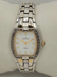 Ladies AK Anne Klein Diamond Elegant Silver Gold Tone White Dail Analog Watch I1 - Picture 1 of 11