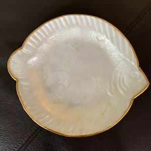 Capiz Shell Fish Shaped Gold Tone Edge Candy Plate Trinket Dish 6”-7” - Picture 1 of 8