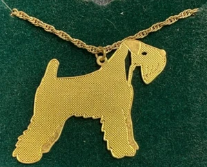 Kerry Blue Terrier Pendant Necklace -24K gold finished brass with 24-in. chain - Picture 1 of 1