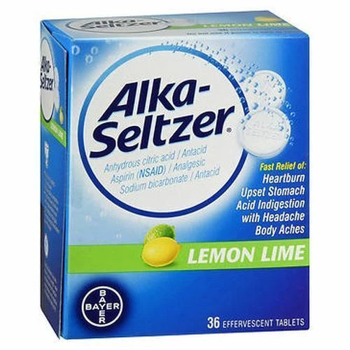 Alka-Seltzer Lemon Lime Heartburn Relief Effervescent Tablets (Pack of 36)