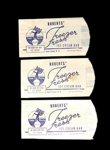 3 bolsas de cera Roberts Freezer Fresh Ice Cream Bar de 1950, North Conway - Imagen 1 de 2