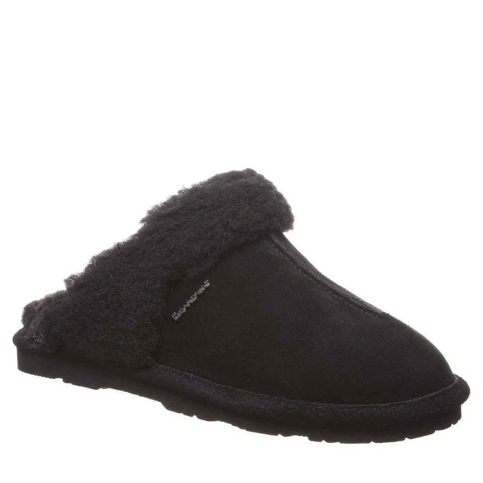 BEARPAW Casual Slippers Womens Loketta Cow Suede 10 M Black II 2299w