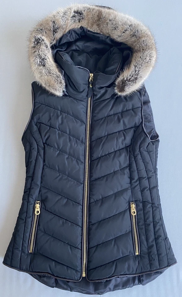 JOULES JACKET COAT GILET SZ 8 BLACK PUFFER PADDED HOOD MUST SEE DETAIL - Image 1 of 4