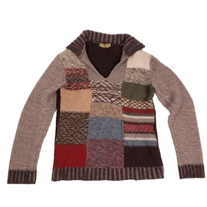 Vintage Zara Sweater Patchwork Pullover XL Multicolor Retro Indie Sleaze - Picture 1 of 7