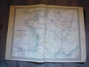 Gravure 19°:france:carte générale des chemins de fer et voies navigables en 1858 - Picture 1 of 12