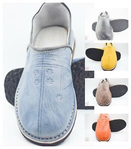 Moroccan Slippers Berber Men Leather Babouche Shoes Sheepskin Handmade Tradition