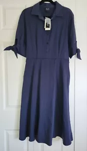 ECI New York Blue 3/4 Sleeve Button Up Knee Length Lightweight Dress Size 10 - Picture 1 of 9