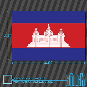 Cambodia Flag -4"x 2.7"- vinyl decal sticker self adhesive country Cambodian KHM - Picture 1 of 1