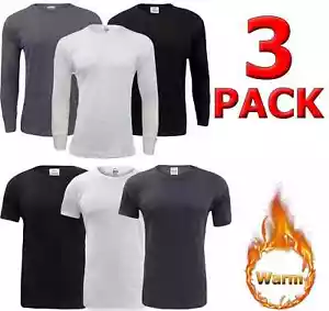 3 Pack Mens Thermal Long Sleeves Shirts Top Winter Warm Long Johns Vest - Picture 1 of 1