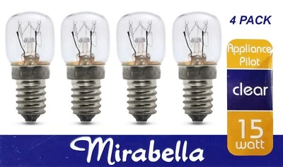 4 x 15W Clear Oven Pilot Light Globes Bulbs Lamps E14 Small Screw SES 300 Degree - Image 1 of 4