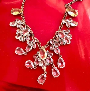 Kate Spade Glitzy Gems Rose Gold Teardrop Crystal Cluster Necklace NWT - Picture 1 of 5