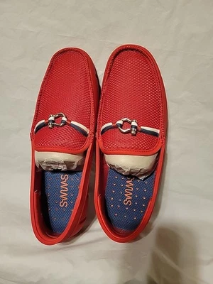 Mocasines sin cordones rojos Riva para hombre talla 9,5 SWIMS zapatos de barco nuevos en caja Foto 1 de 4