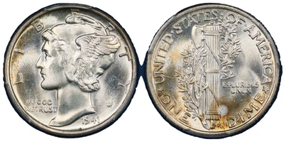 1941 MERCURY DIME PCGS MS66FB BRILLIANT UNCIRCULATED GEM! - Image 1 of 4