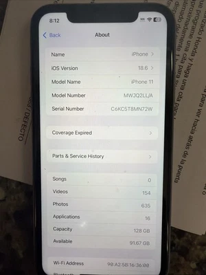 Apple iPhone 11 A2111 128 фиолетовый б/у Wifi. Verizon T Mobile - Изображение 1 из 4
