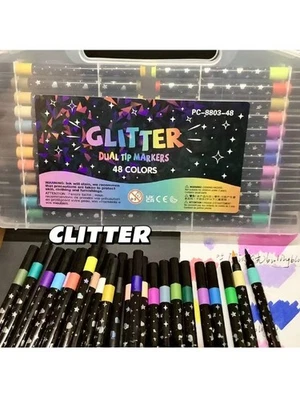 Multi-Color Glitter Pen Set, Shiny Fine Tip Markers for Art, Journaling & Craft - Image 1 of 4