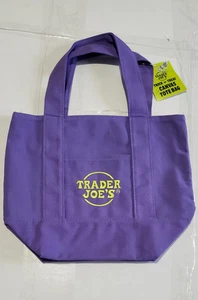 Trader Joe’s Trick-or-Treat Mini Canvas Tote Bags Halloween Purple with Yellow - Picture 1 of 2