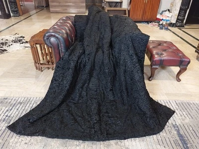 Genuine Real Karakul Persian Lamb Astrakhan Fur Blanket King throw 82"x73" Rug - Image 1 of 4