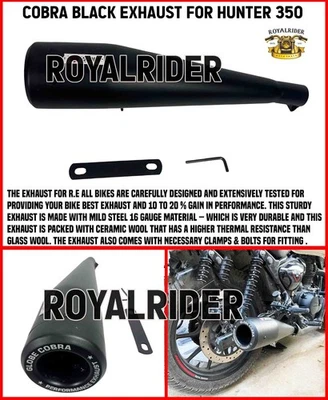 COBRA BLACK EXHAUST FIT FOR ROYAL ENFIELD HUNTER 350 - Изображение 1 из 4