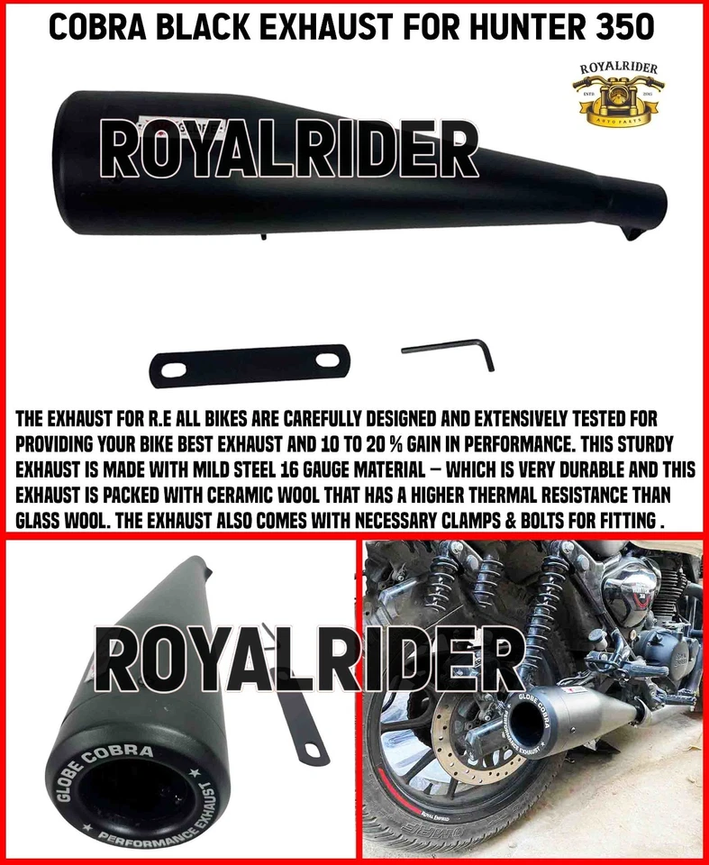 COBRA ЧЕРНЫЙ ВЫХЛОП ПОДХОДИТ ДЛЯ ROYAL ENFIELD HUNTER 350 - Изображение 1 из 4