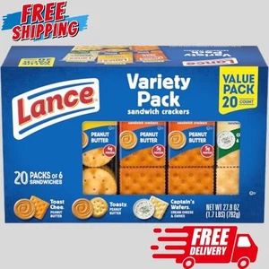 Lance Sandwich Crackers,Variety Pack,3 Flavors,20 Individually Wrapped Packs New - Picture 1 of 5