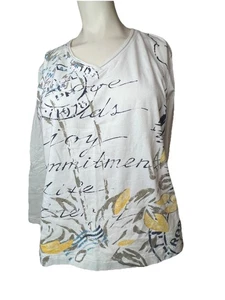 T-shirt Zenergy By Chicos donna L bianca amore gioia amici impegno vita cartolina - Foto 1 di 11