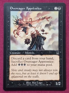 Magic The Gathering ODYSSEY OVEREAGER APPRENTICE black card MTG - Picture 1 of 2