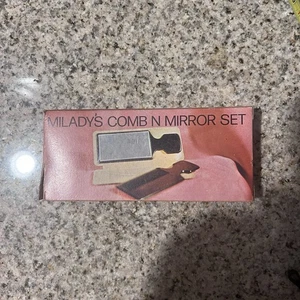 Vintage Schildpatt Muster Kamm und Spiegel Set mit Etui 80er Jahre - Bild 1 von 8
