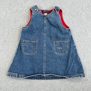 Tommy Hilfiger Overall Dress Blue Girls Size 6/12 Denim Pockets - Picture 1 of 7