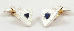 DESIGNER Manschettenknöpfe 925 Silber Lapislazuli Diamant Modernist cufflinks - Bild 1 von 6