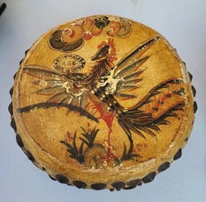 Vintage doppelseitige chinesische HIDE TACK TROMMEL Drache Vogel handbemalt Anfang des 20. Jahrhunderts - Bild 1 von 4