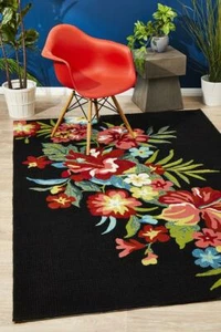 RUG BLACK RED Indoor Out Door Modern Designer Floor Mat Carpet Free Delivery* - Picture 1 of 5