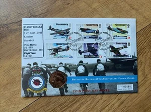 Battle Of Britain 60TH Anniversary Flown 50p Guernsey Coin First Day Cover 2000 - Picture 1 of 1